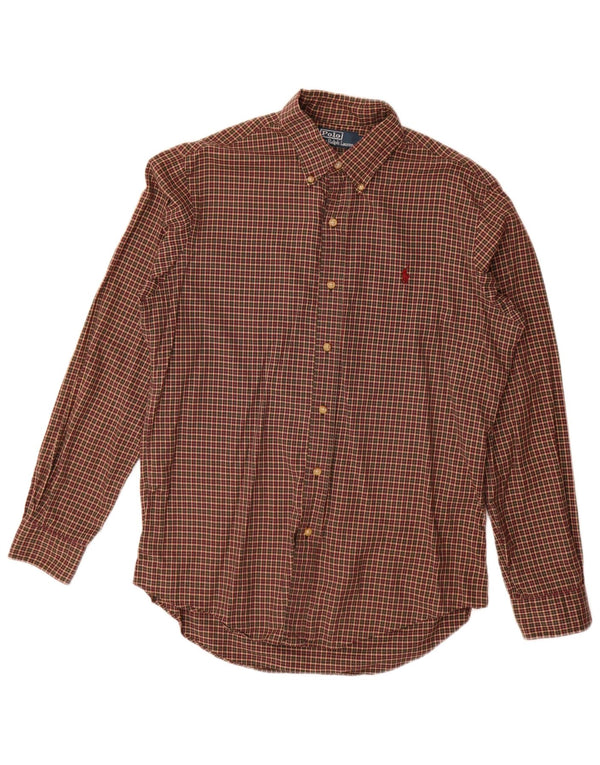 Polo Ralph Lauren Camicia da uomo in flanella di cotone a quadri marrone medio