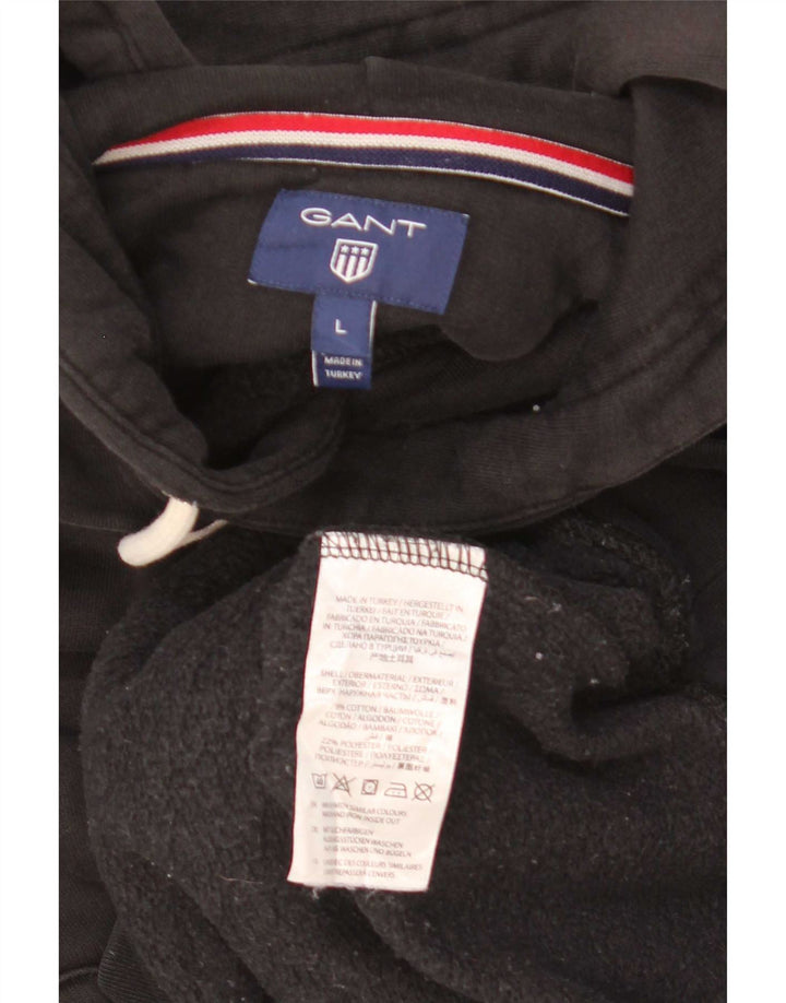 Felpa con Cappuccio da Uomo Gant Grafica Taglia Large Nero Cotone