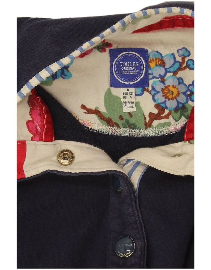 Joules Felpa da Donna con Collo a Bottone Maglione UK 8 Piccolo Cotone Blu Navy