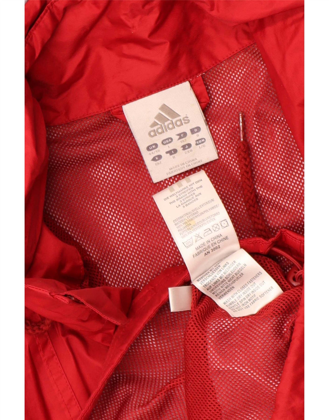 Giacca antipioggia da uomo Adidas con cappuccio UK 44/46 Large Rosso Poliammide