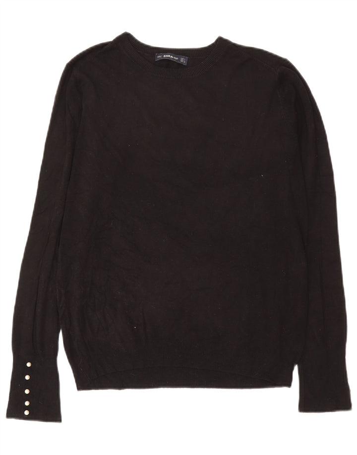 Maglione maglione girocollo da donna Zara UK 14 grande nero