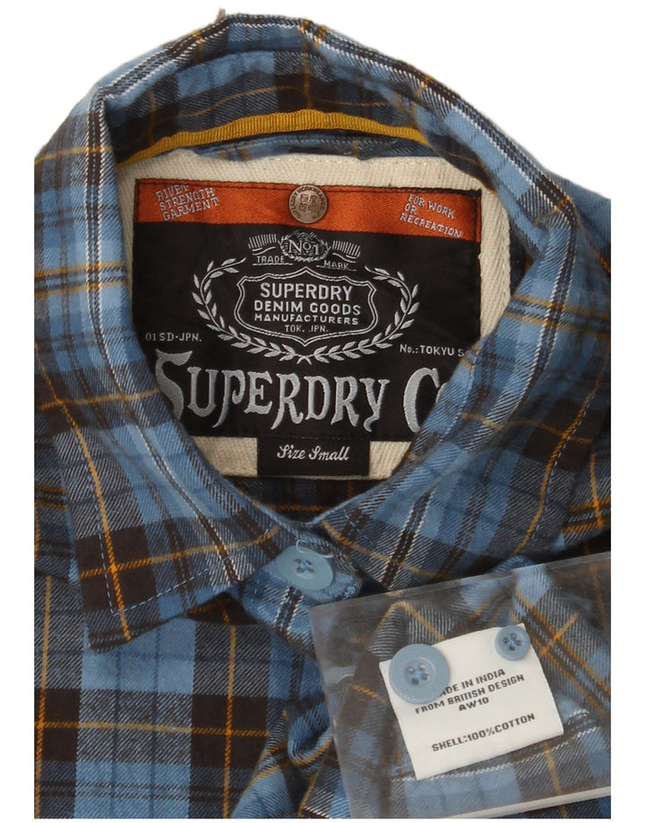 Camicia in flanella da donna con maniche a 3/4 SUPERDRY UK 10 piccolo cotone a quadri blu