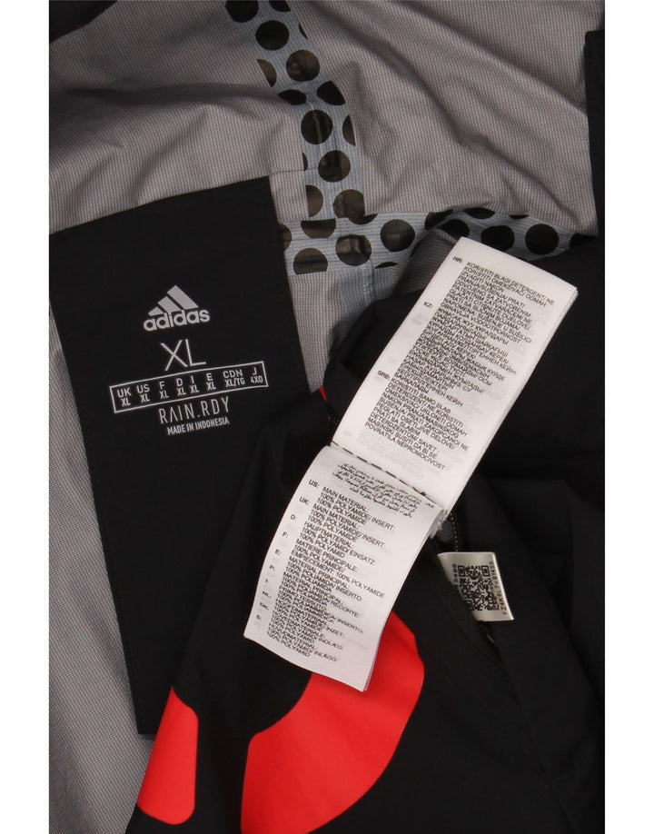 Giacca antipioggia ADIDAS da uomo con cappuccio grafico UK 42 XL nera poliammide