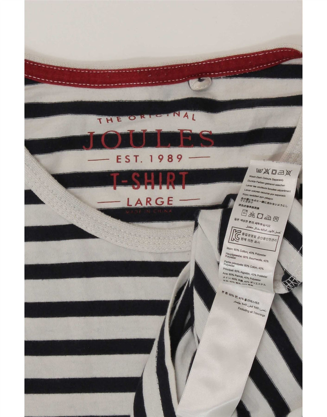 T-shirt da uomo Joules Top grande in cotone a righe blu navy