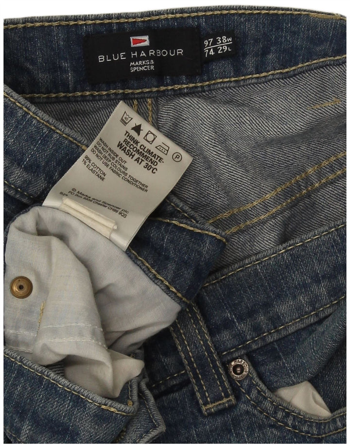 Jeans Marks & Spencer da uomo vestibilità regolare Blue Harbour W38 L29 cotone blu