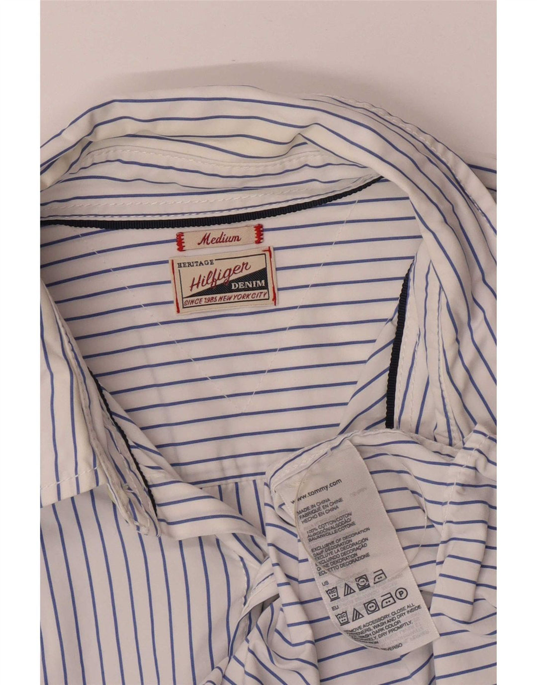 Camicia da uomo Regular Fit Tommy Hilfiger in cotone a righe blu medio