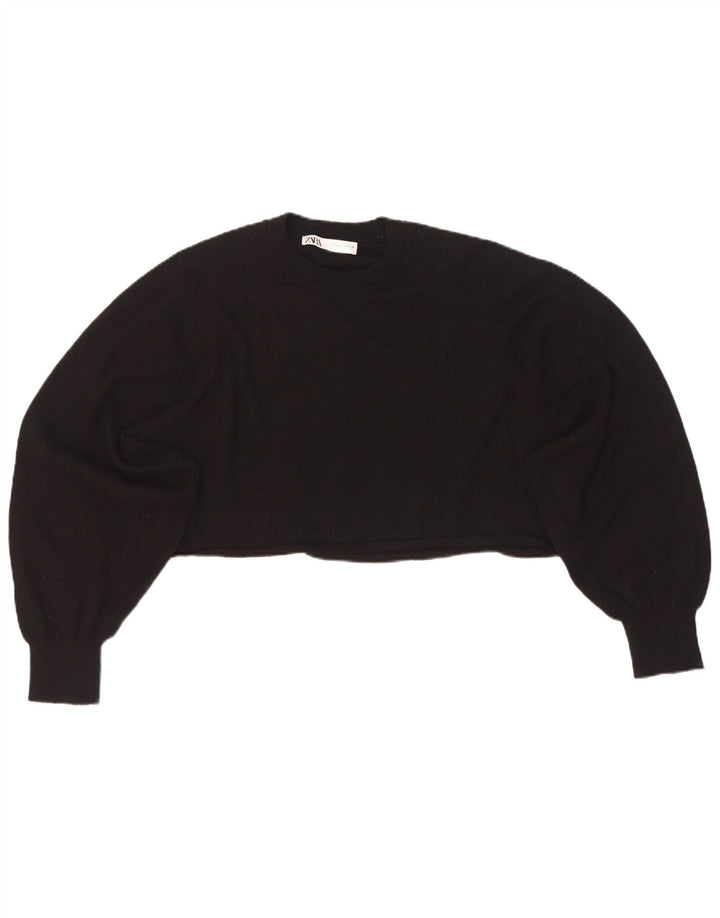 Maglione corto girocollo oversize da donna Zara UK 14 medio nero