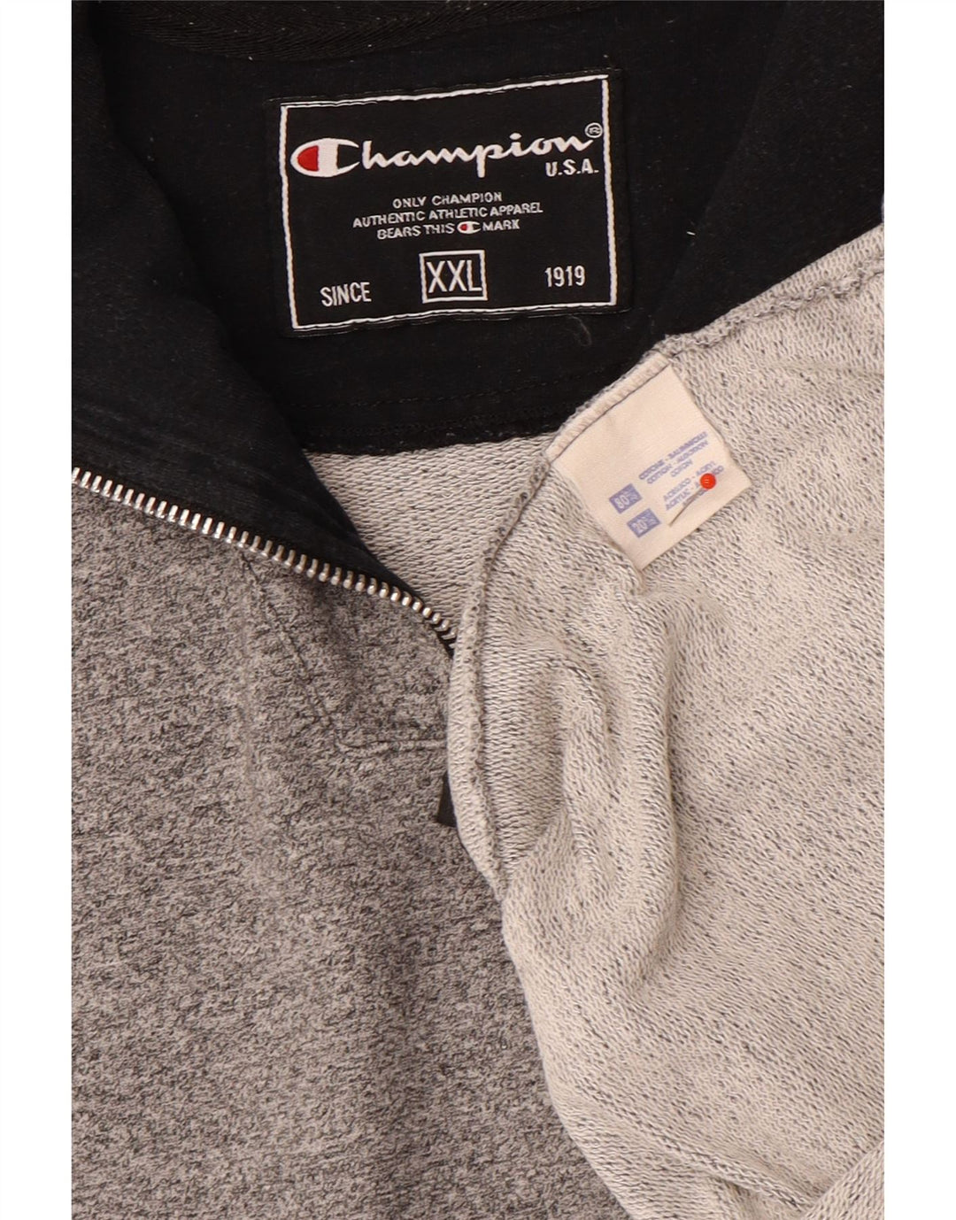 Felpa Champion da uomo con zip e collo, 2XL, cotone grigio