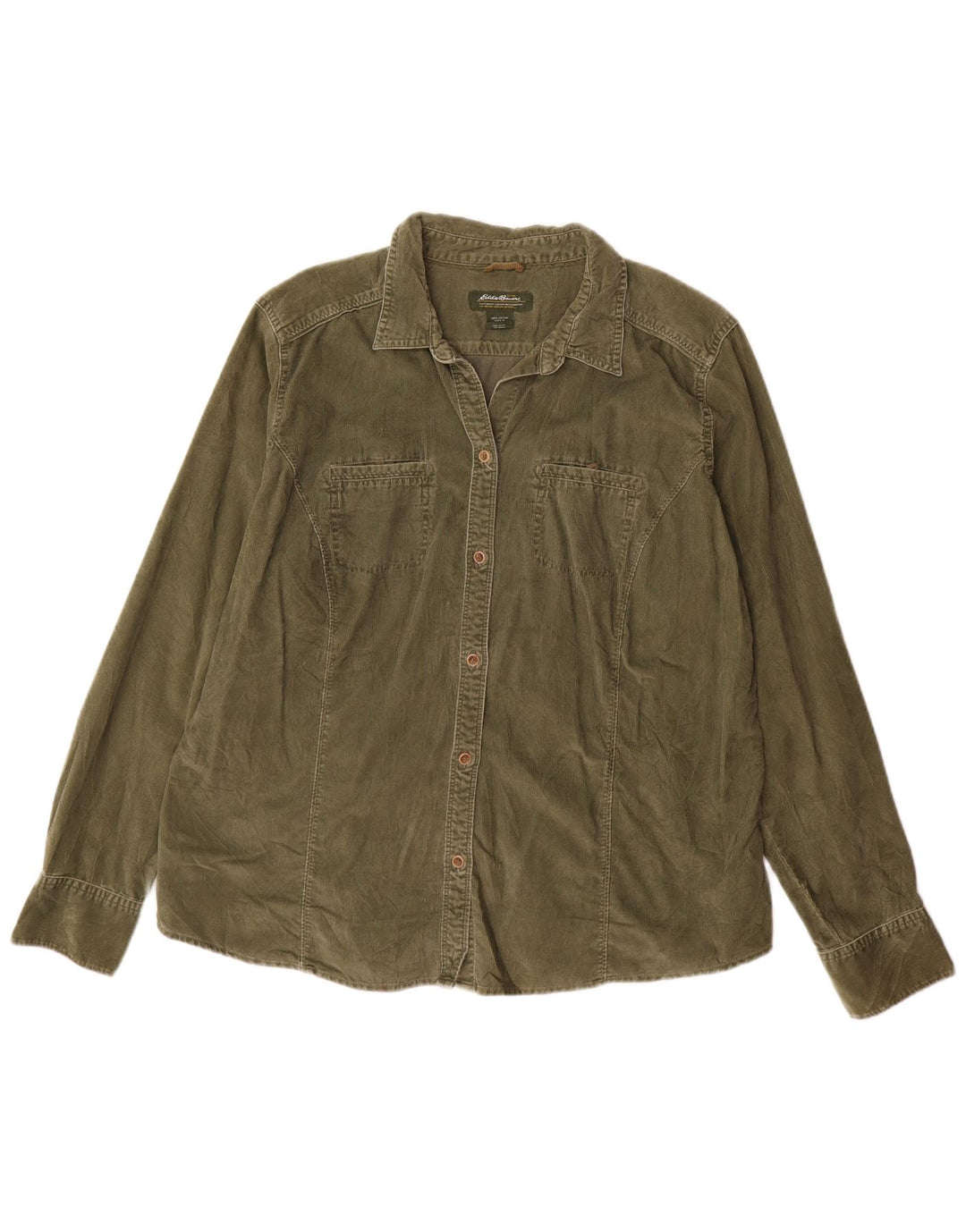 EDDIE BAUER Camicia alta da donna in velluto a coste UK 18 XL Cotone verde