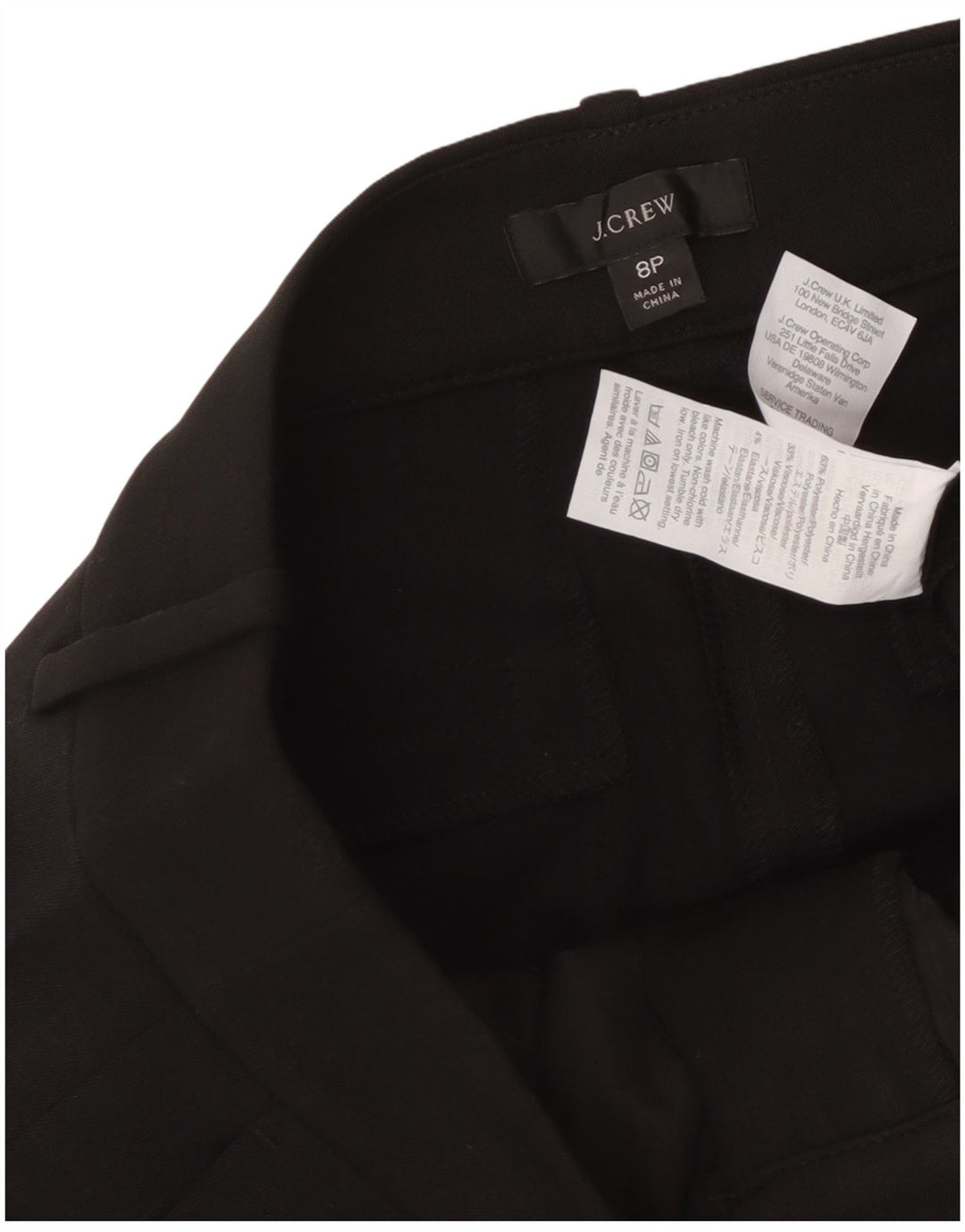 Pantaloni cropped da donna J. Crew US 8 Medium W32 L24 Poliestere nero