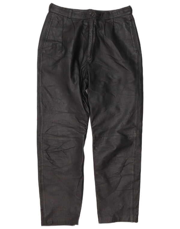 Pantaloni dritti da donna vintage in ecopelle W30 L29 neri