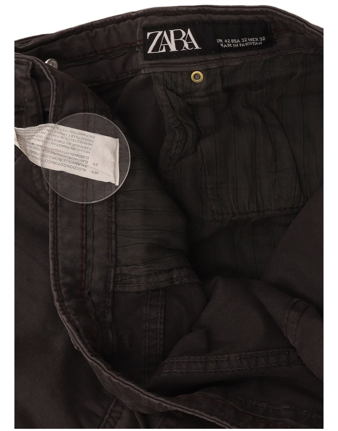 Jeans slim da uomo Zara EU 42 Large W32 L30 Cotone marrone
