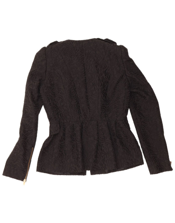 Giacca blazer militare da donna Zara UK 12 viscosa Chevron nera media