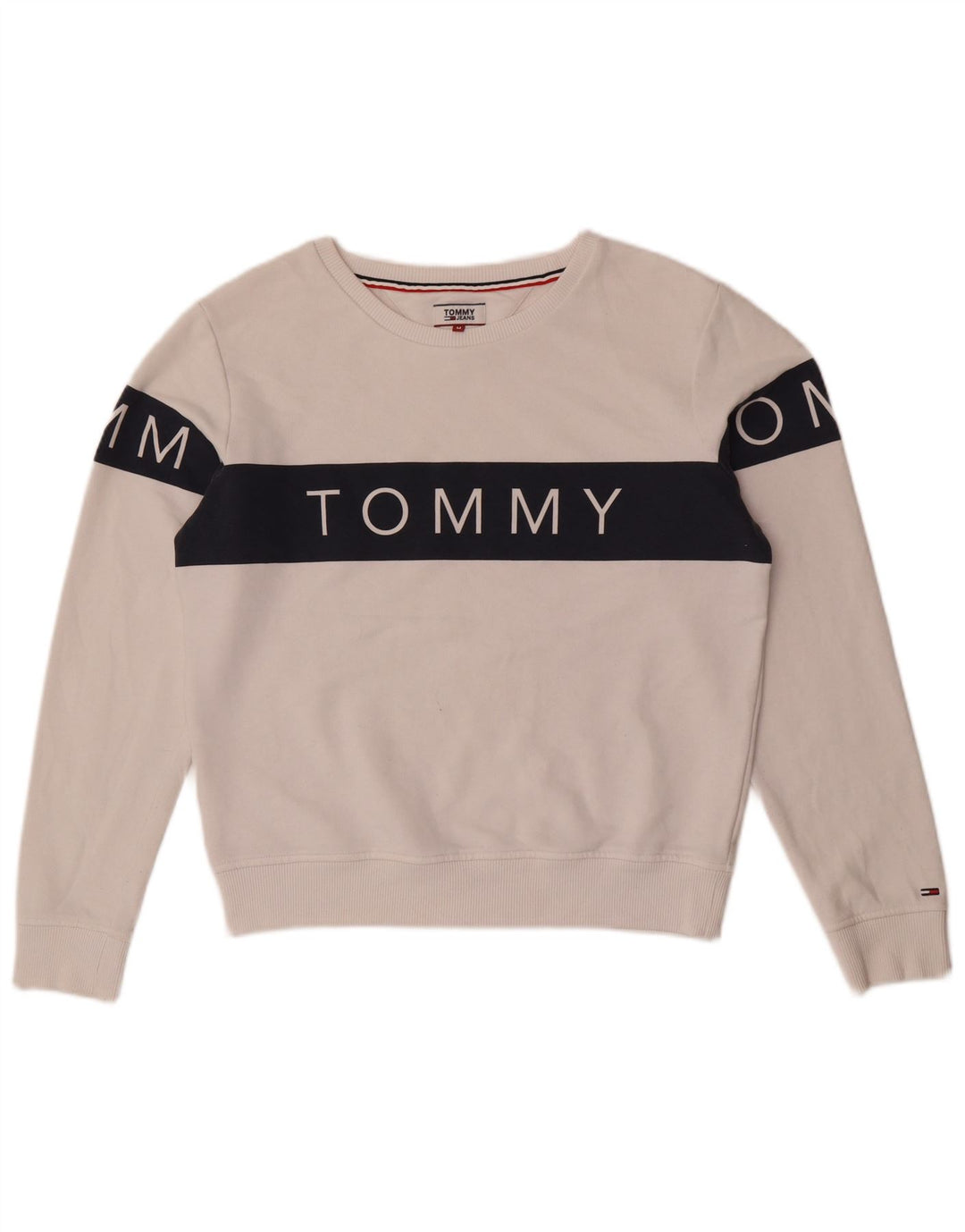 Felpa da donna Tommy Hilfiger Maglione UK 14 Medium White Colourblock