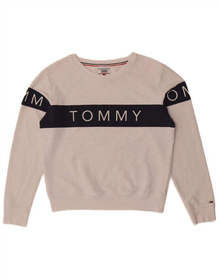 Felpa da donna Tommy Hilfiger Maglione UK 14 Medium White Colourblock