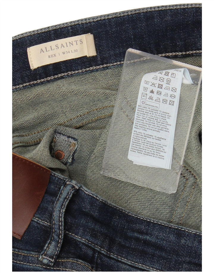 Jeans slim da uomo ALL SAINTS W34 L30 cotone blu navy