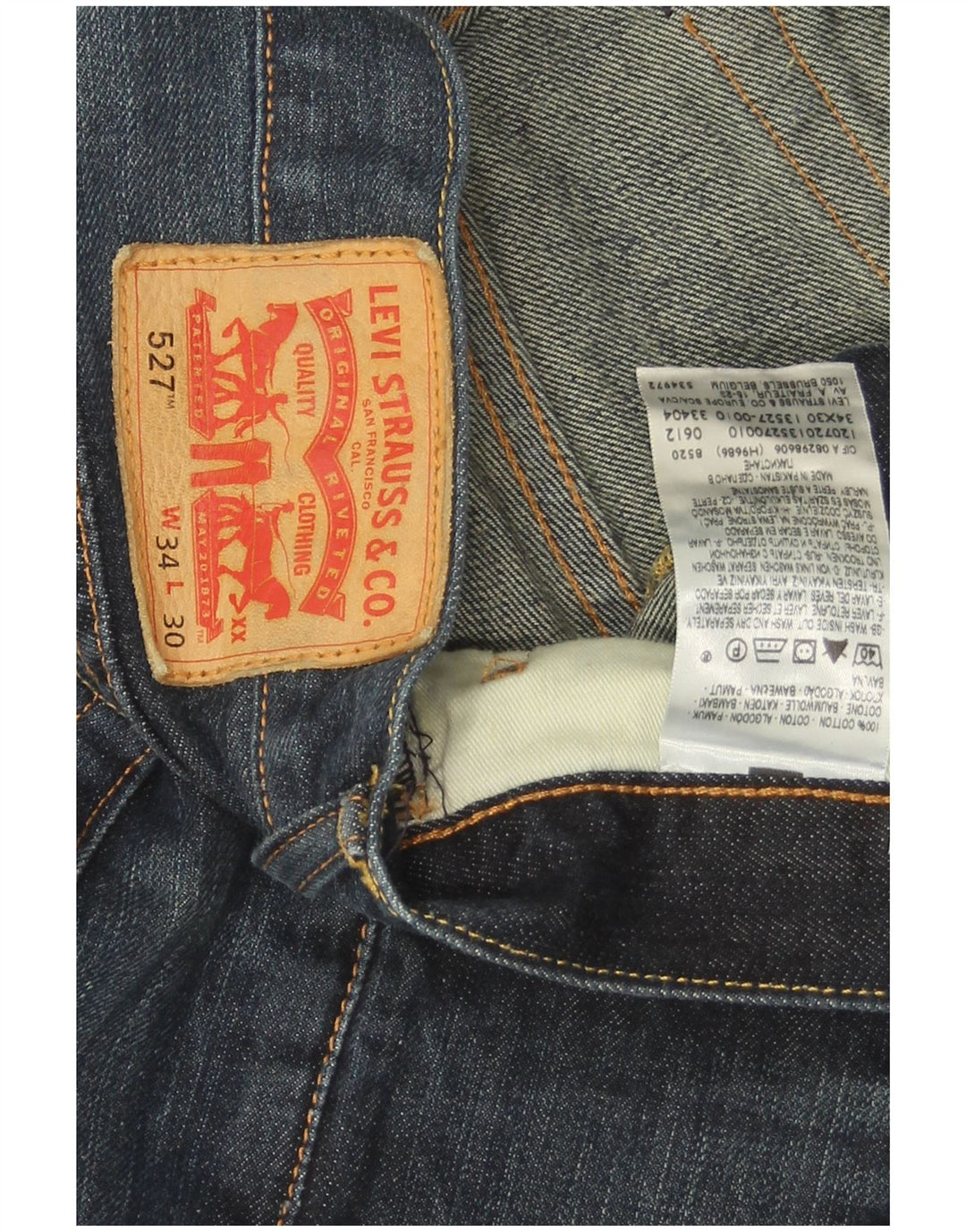 Levi's Uomo 527 Bootcut Jeans W34 L30 Blu Navy Cotone