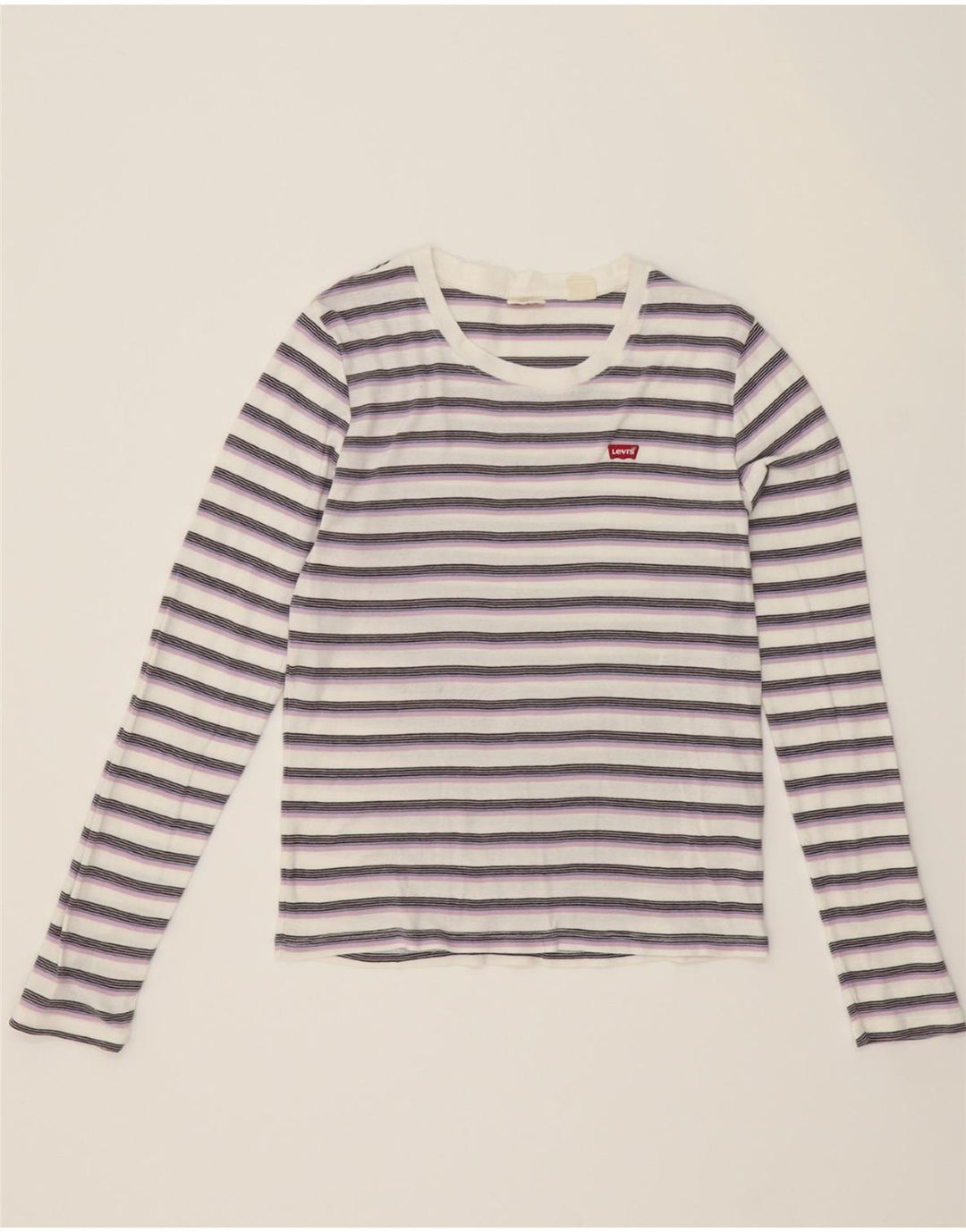LEVI'S Womens Top Long Sleeve UK 16 Large Purple Striped Cotton Vintage Levi's and Second-Hand Levi's from Messina Hembry 