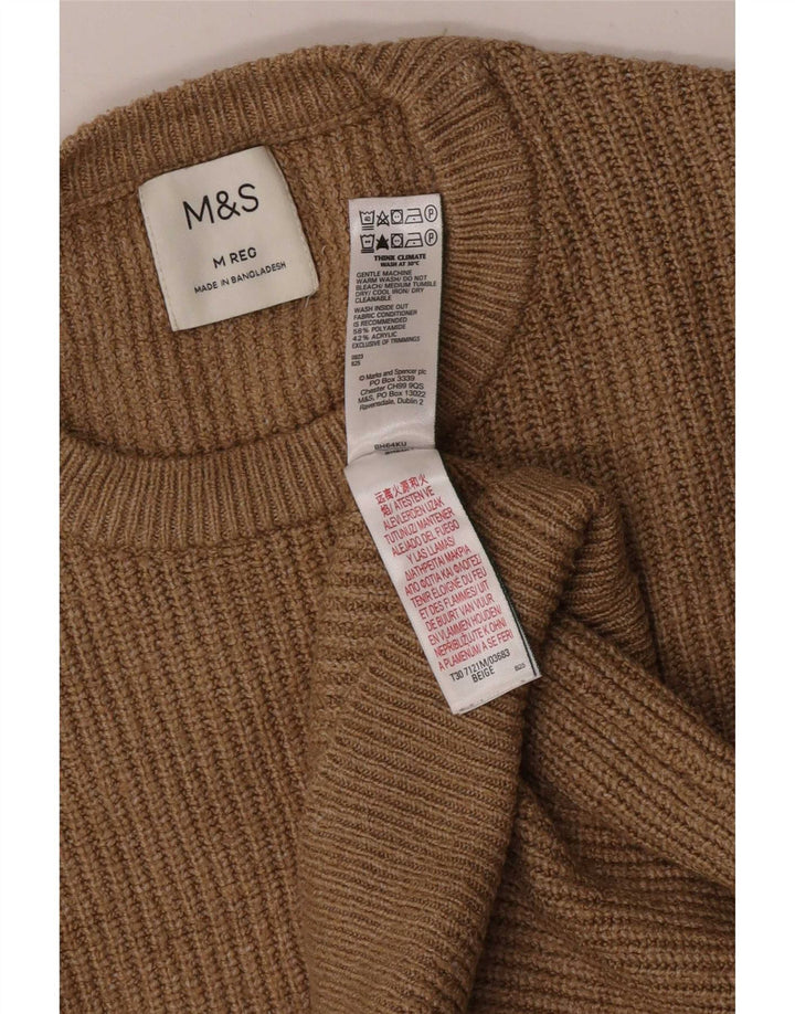 Maglione maglione girocollo da uomo Marks & Spencer beige medio in poliammide