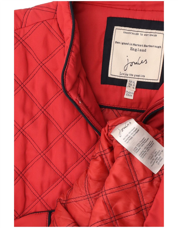 Gilet trapuntato da donna Joules UK 16 grande rosso poliestere