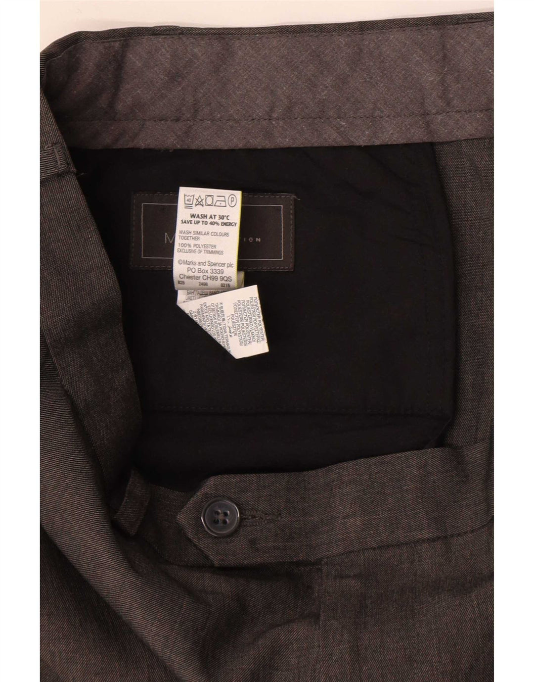 Pantaloni da abito vestibilità regolare da uomo Marks & Spencer W38 L31 poliestere grigio