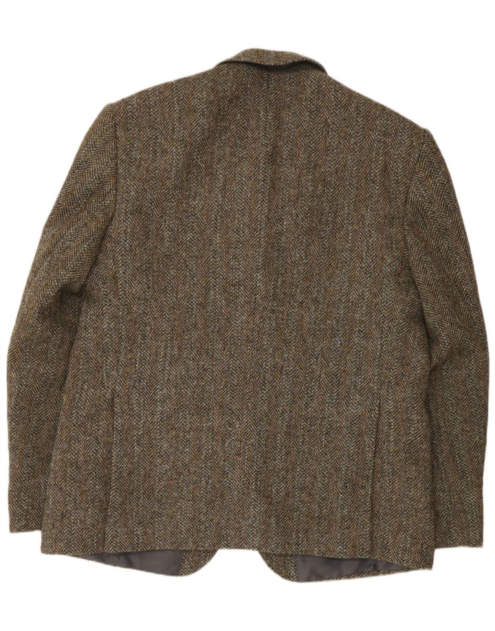 HARRIS TWEED Giacca blazer da uomo a 2 bottoni UK 46 3XL Lana a spina di pesce verde