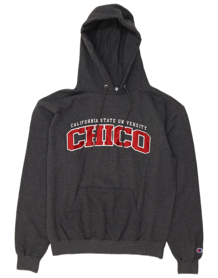 Felpa con cappuccio grafica Champion Chico University da uomo in cotone grigio medio