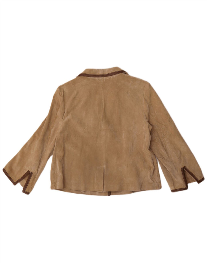 Giacca bolero in pelle scamosciata da donna con maniche a 3/4 Sinequanone IT 42 Beige medio