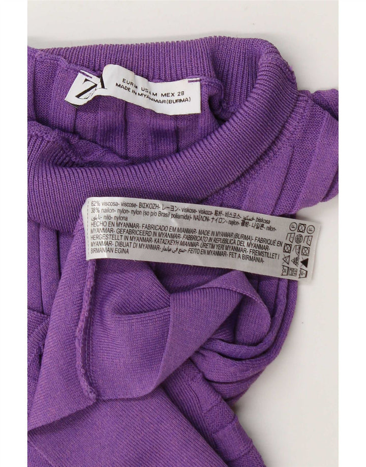 Canotta corta da donna Zara UK 12 Viscosa viola medio