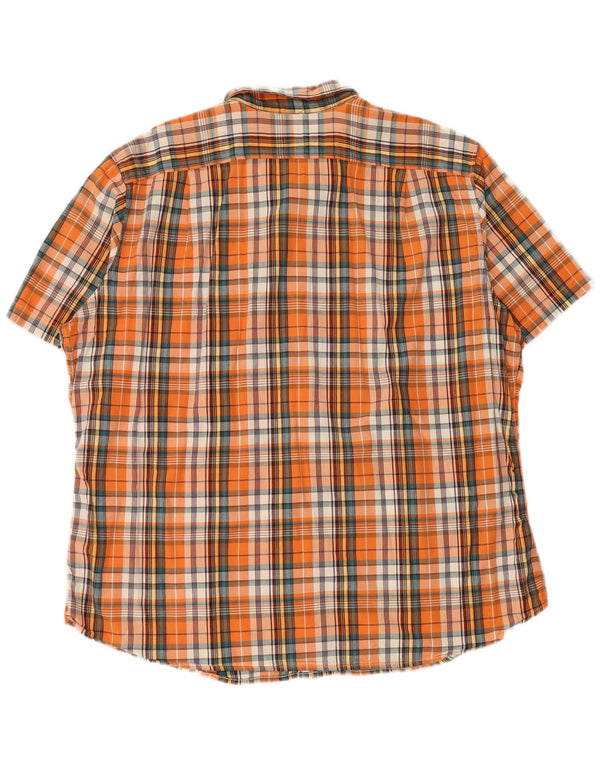EDDIE BAUER Camicia a maniche corte da uomo 2XL Cotone a quadri arancione