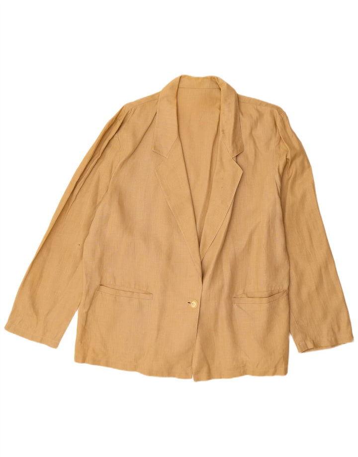 Giacca blazer vintage da donna a 1 bottone UK 16 grande beige