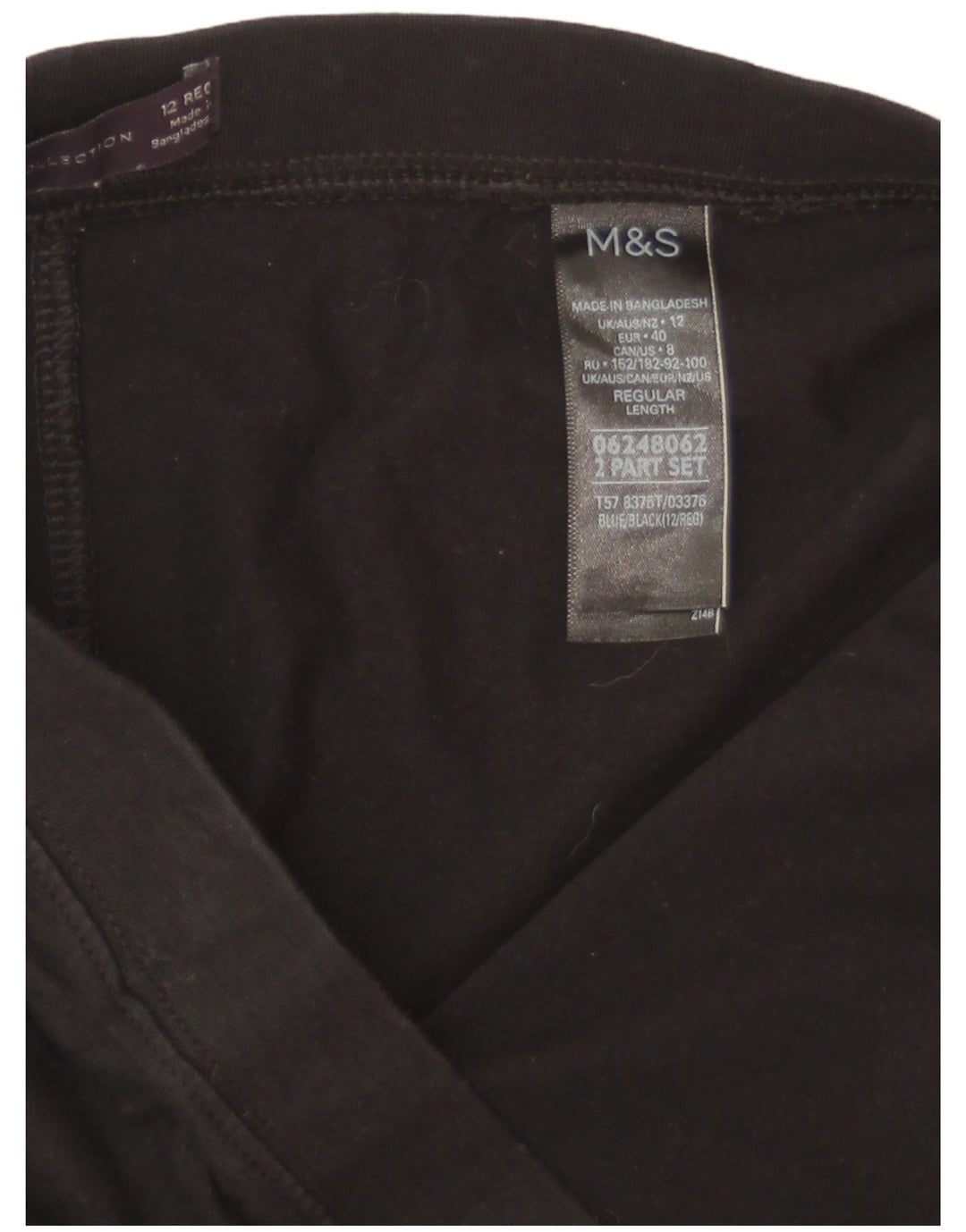Leggings da donna Marks & Spencer UK 12 cotone nero medio