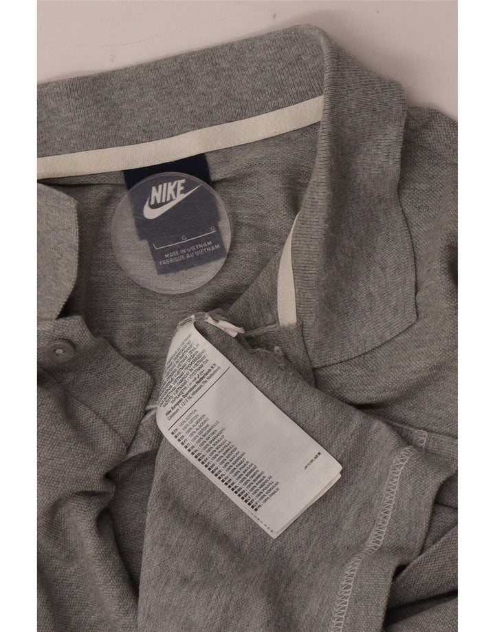 Polo Nike da uomo grande in cotone chiazzato grigio