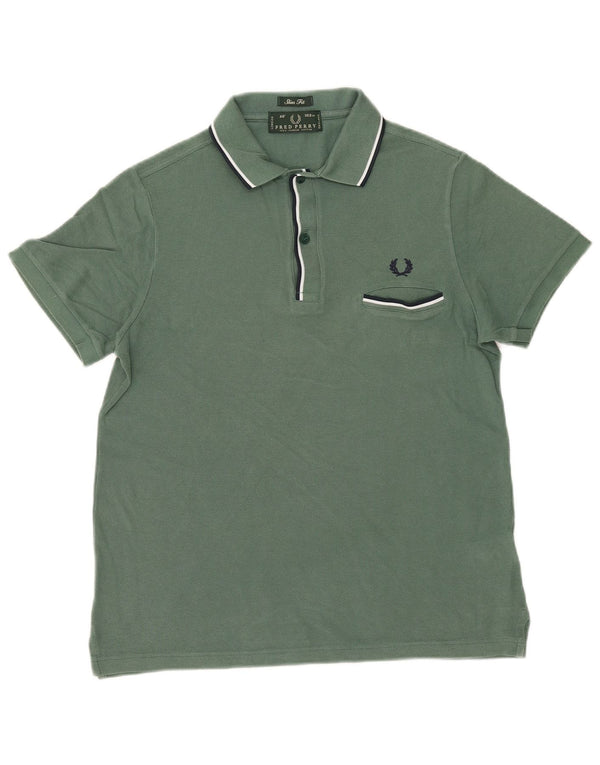 Polo da uomo slim fit Fred Perry in cotone verde medio