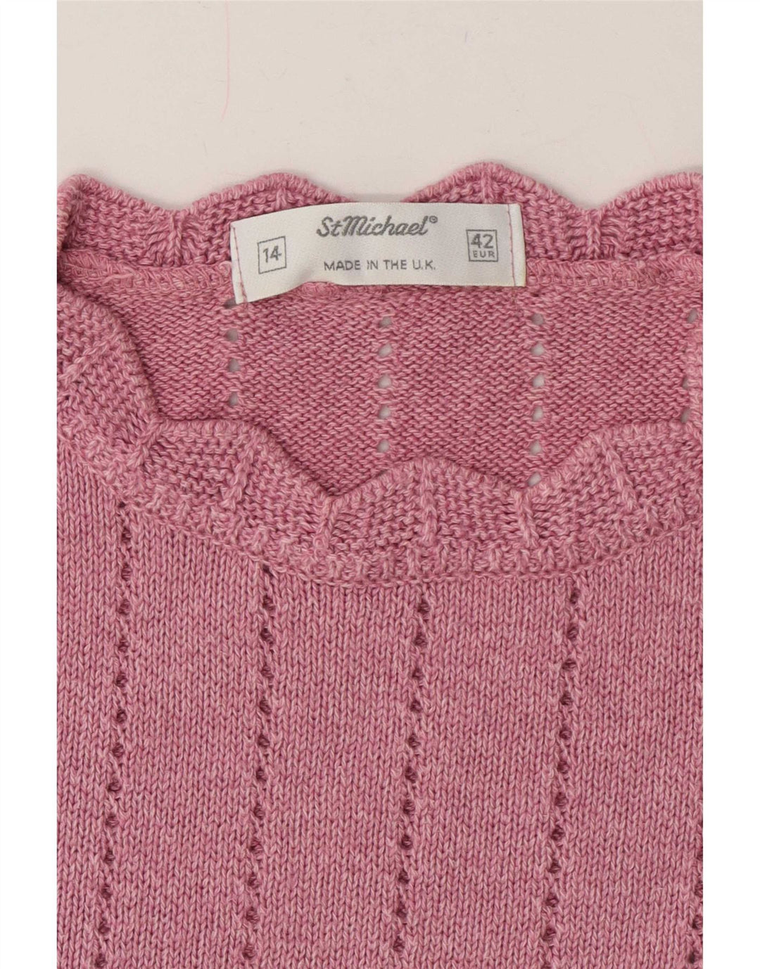 Maglione maglione girocollo a maniche corte da donna St Michael UK 14 Rosa medio