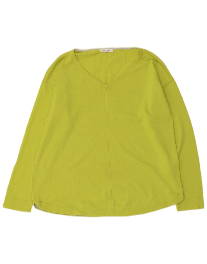 WHITE STUFF Maglione da donna con scollo a V UK 14 Grande cotone verde