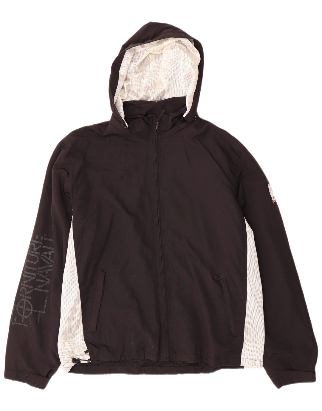Murphy & Nye Giacca antipioggia con cappuccio grafica da uomo UK 40 Large Black Colourblock