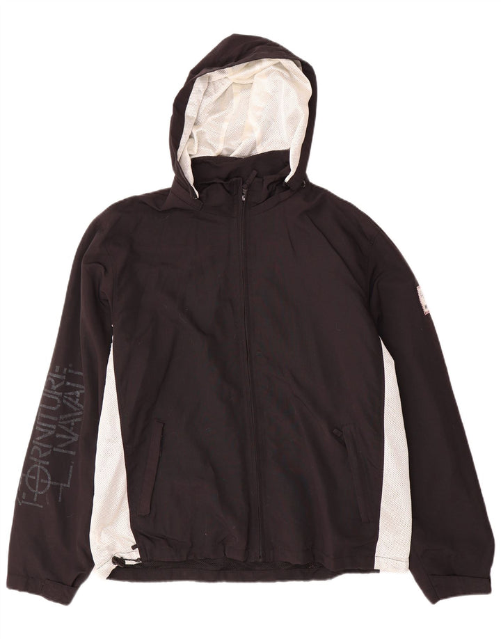 Murphy & Nye Giacca antipioggia con cappuccio grafica da uomo UK 40 Large Black Colourblock