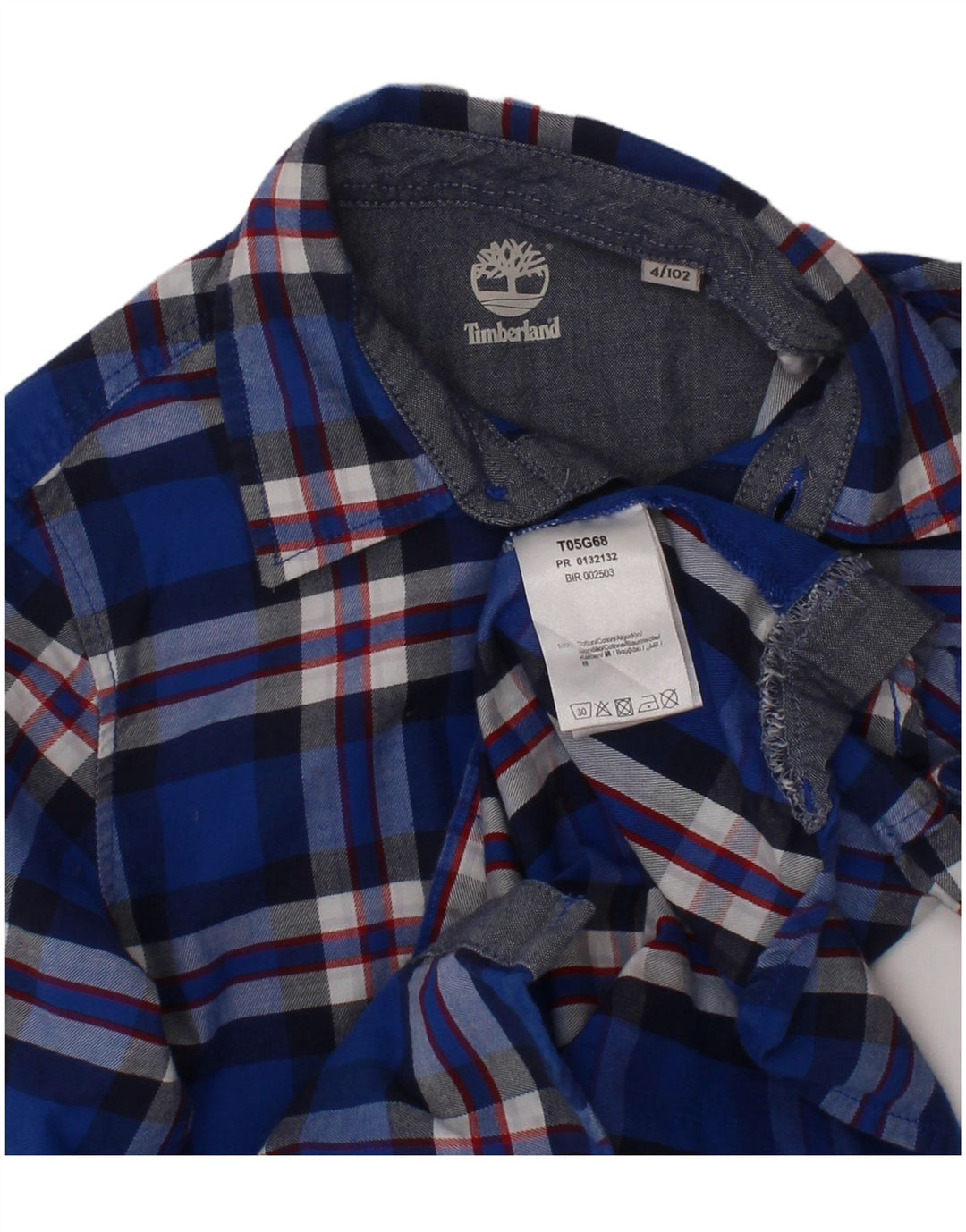 Camicia in flanella per ragazzi Timberland 3-4 anni in cotone a quadri blu