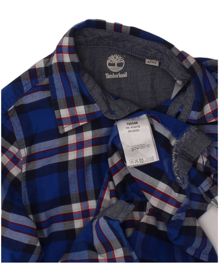 Camicia in flanella per ragazzi Timberland 3-4 anni in cotone a quadri blu