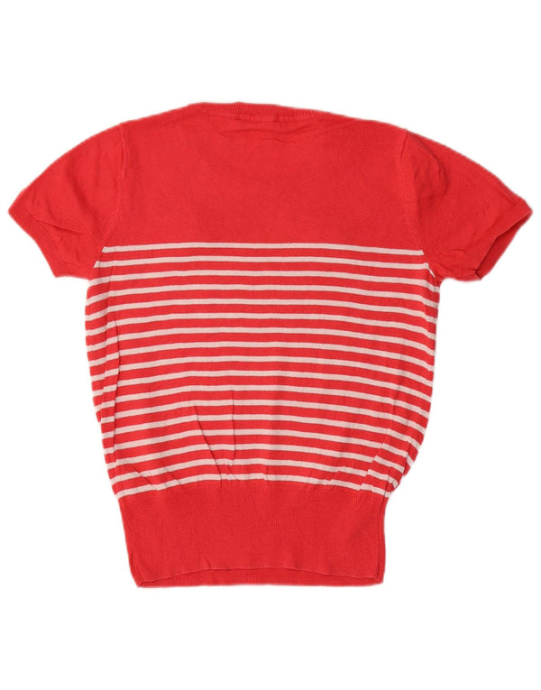 Maglione maglione girocollo con grafica da donna Oasis UK 6 XS rosso a righe