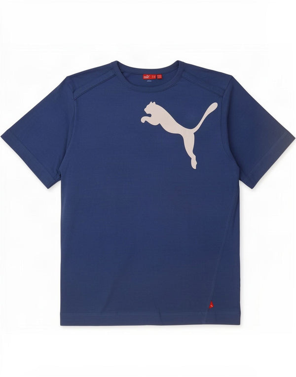 T-shirt grafica da uomo Puma Top XL in cotone blu