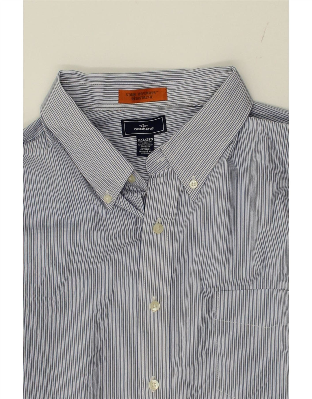 DOCKERS Mens Shirt 2XL Blue Pinstripe Cotton Vintage Dockers and Second-Hand Dockers from Messina Hembry 