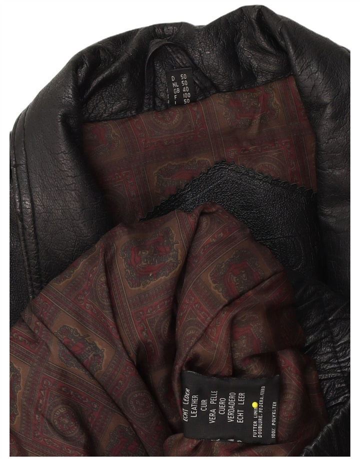 Giacca in pelle vintage da uomo UK 40 grande in pelle nera