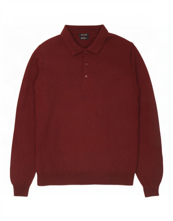 Massimo Dutti Maglione da uomo con collo alto Maglione grande in lana bordeaux