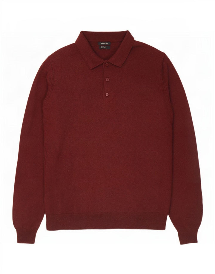 Massimo Dutti Maglione da uomo con collo alto Maglione grande in lana bordeaux