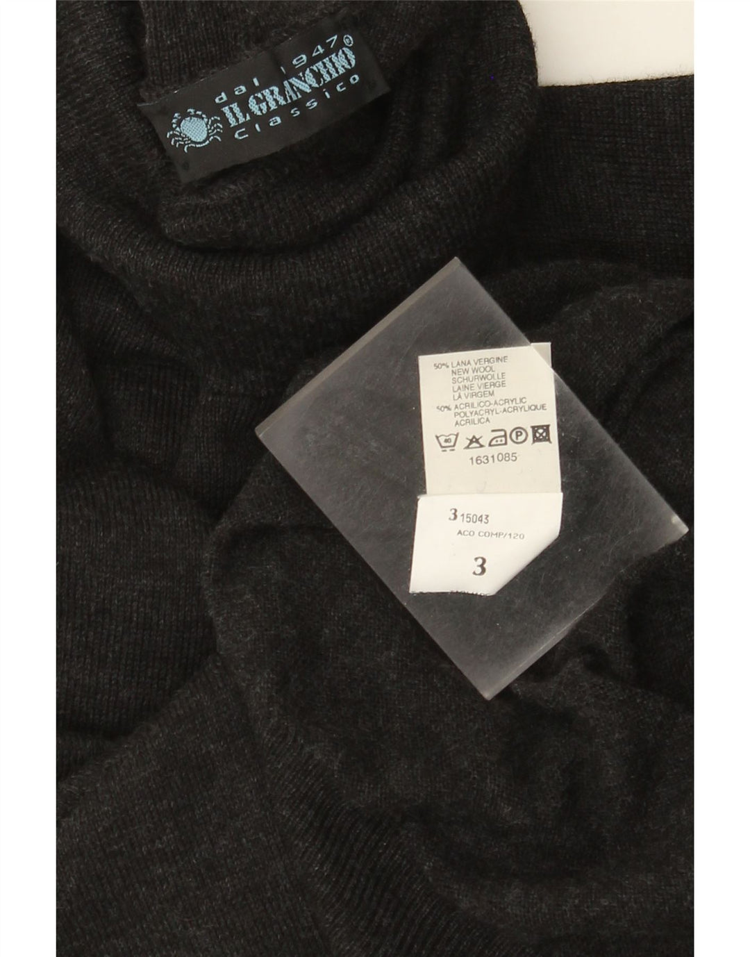 IL GRANCHIO Maglione uomo collo alto maglione lana grigio medio