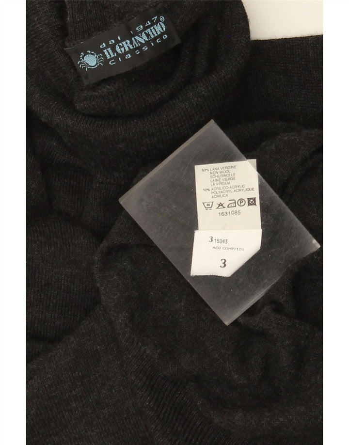 IL GRANCHIO Maglione uomo collo alto maglione lana grigio medio