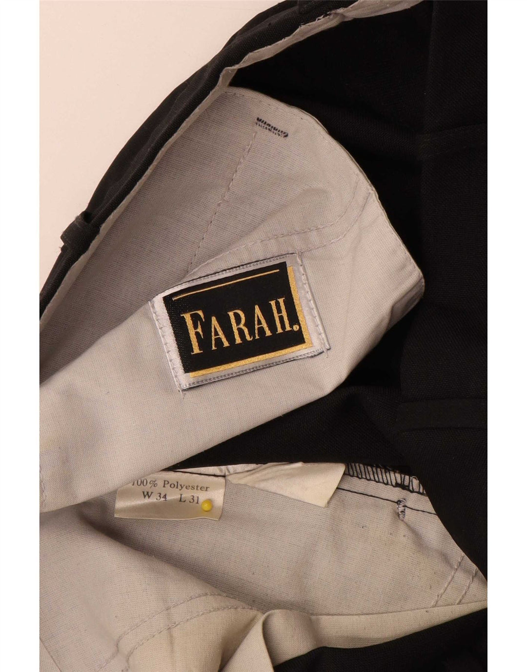Pantaloni da completo da uomo Farah con pegging W34 L31 poliestere nero