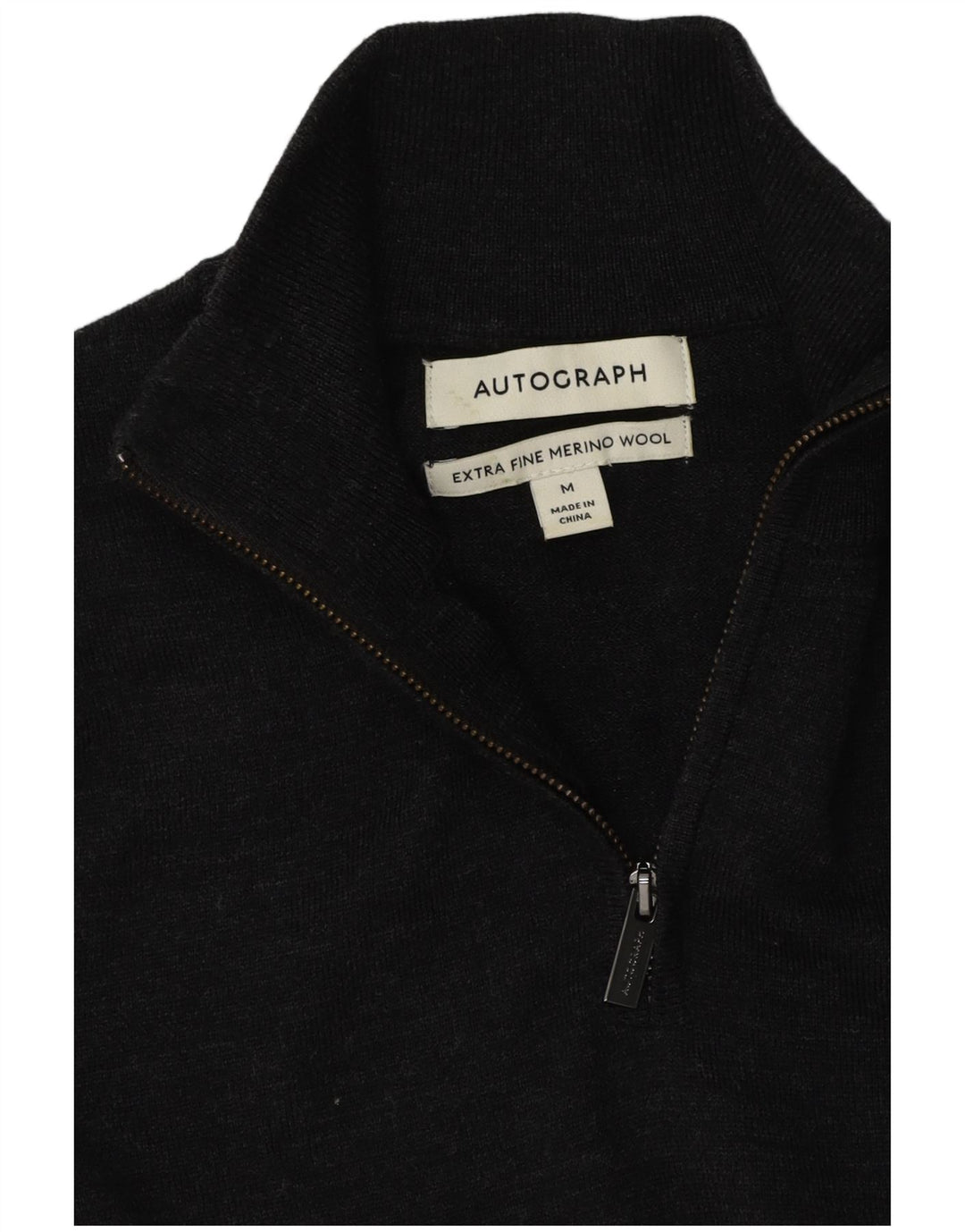 Maglione da uomo con collo con zip autografato Marks & Spencer grigio medio